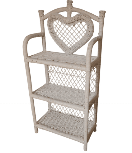 Vintage Heart 3 Tier White Wicker Shelf Cottage Garden Bathroom 2